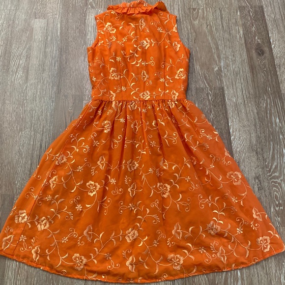Vintage Orange Zipper Dress - Picture 3 of 3